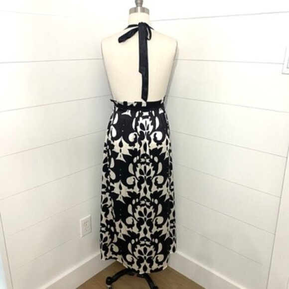 Banana Republic Silk Halter Maxi Dress | Bold Abstract Geometric Print | Size 2 - Picture 5 of 10